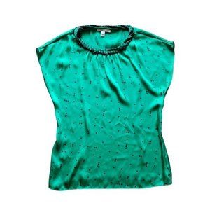Banana Republic Emerald Green Beaded Neck Sleeveless Blouse